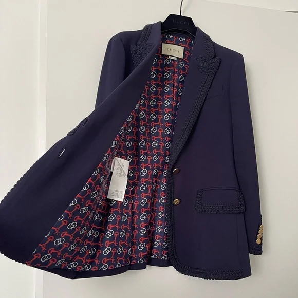 Gucci Navy Blue Single Breasted Blazer Jacket women’s size 38/ US 2 - Picture 4 of 16